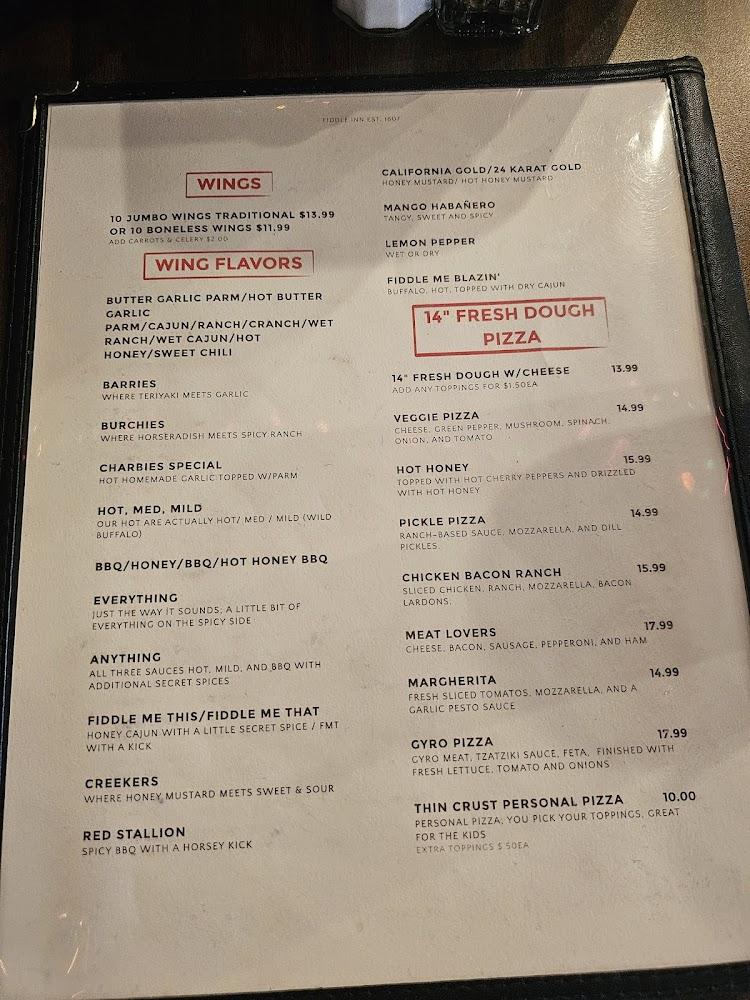 Fiddle Inn Menu image 1
