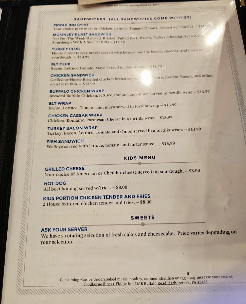 Fiddle Inn Menu image 3