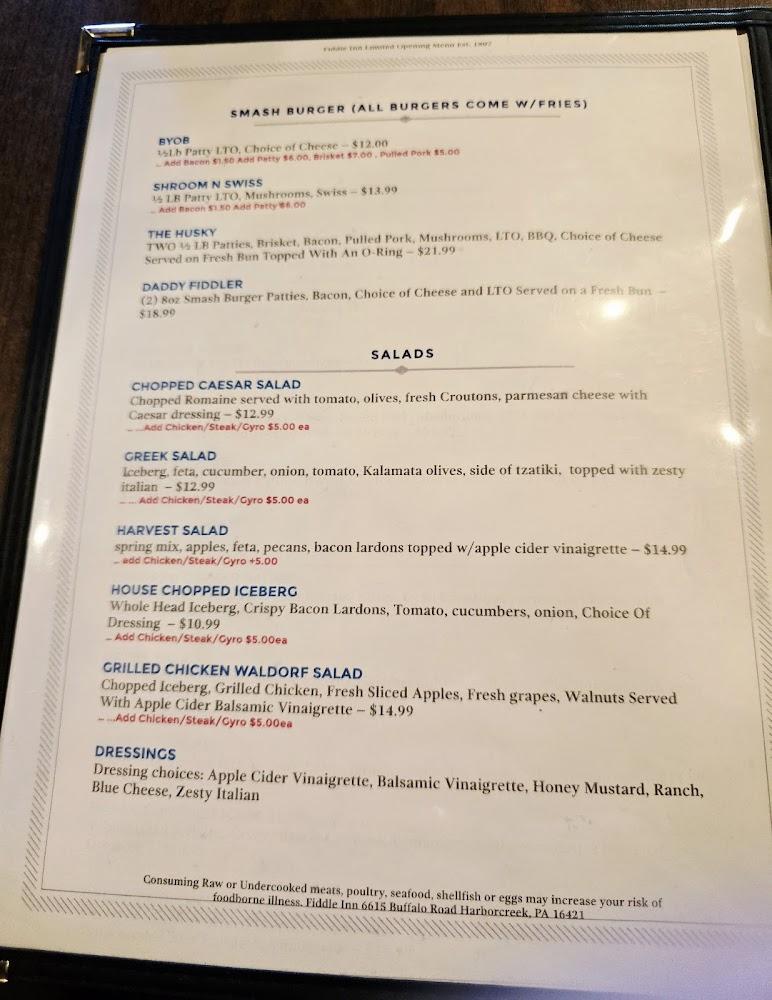 Fiddle Inn Menu image 4